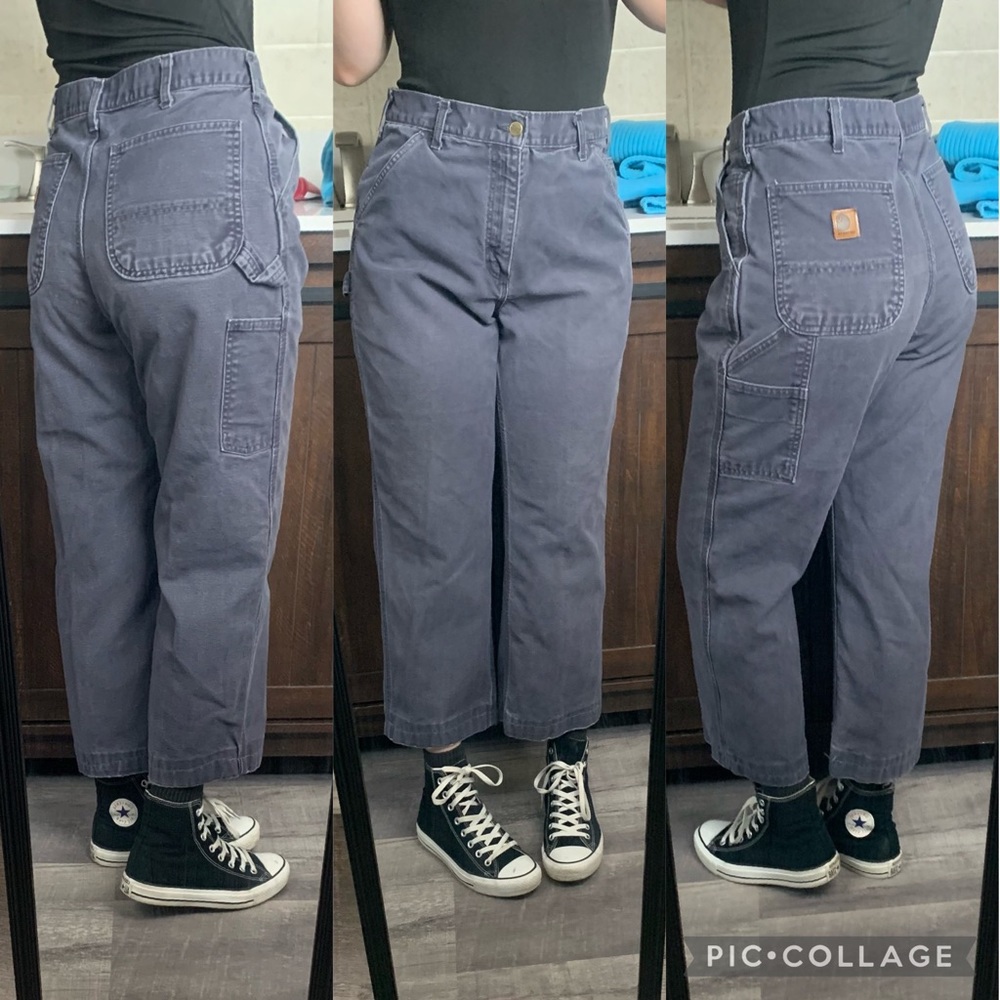 Carhartt Grey Reworked High rise Cropped Jeans size XL